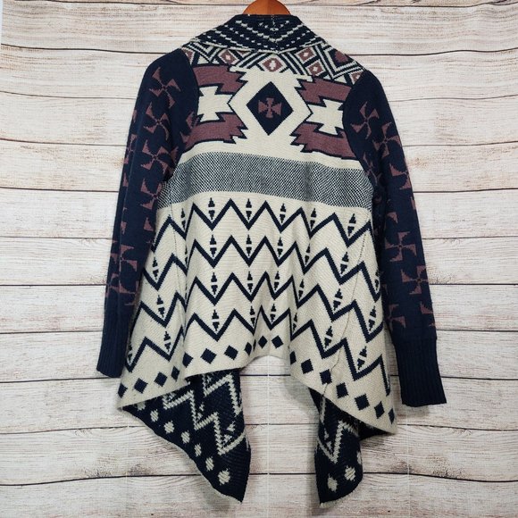 Anthropologie Srod Butterflies Aztec Print Waterfall Knit Open Cardigan Small - Picture 10 of 13